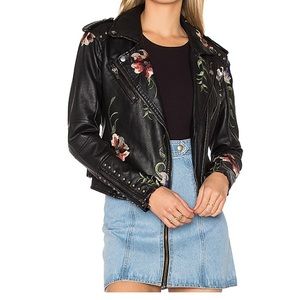 Blank NYC Floral leather jacket